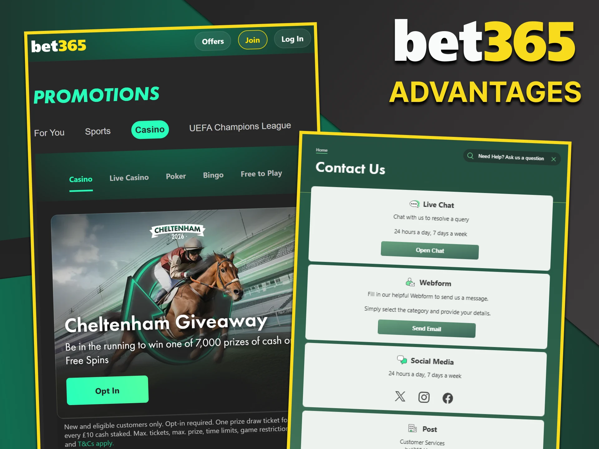 You will find many benefits in the Bet365 app.