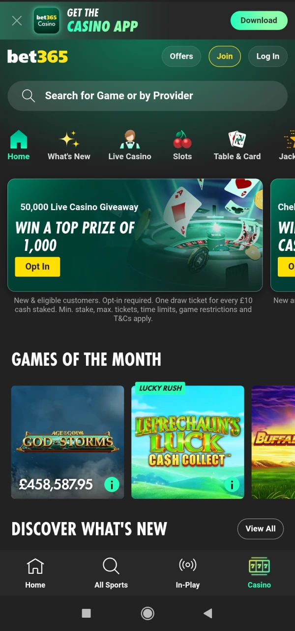 Open the Bet365 website to download the Android app.