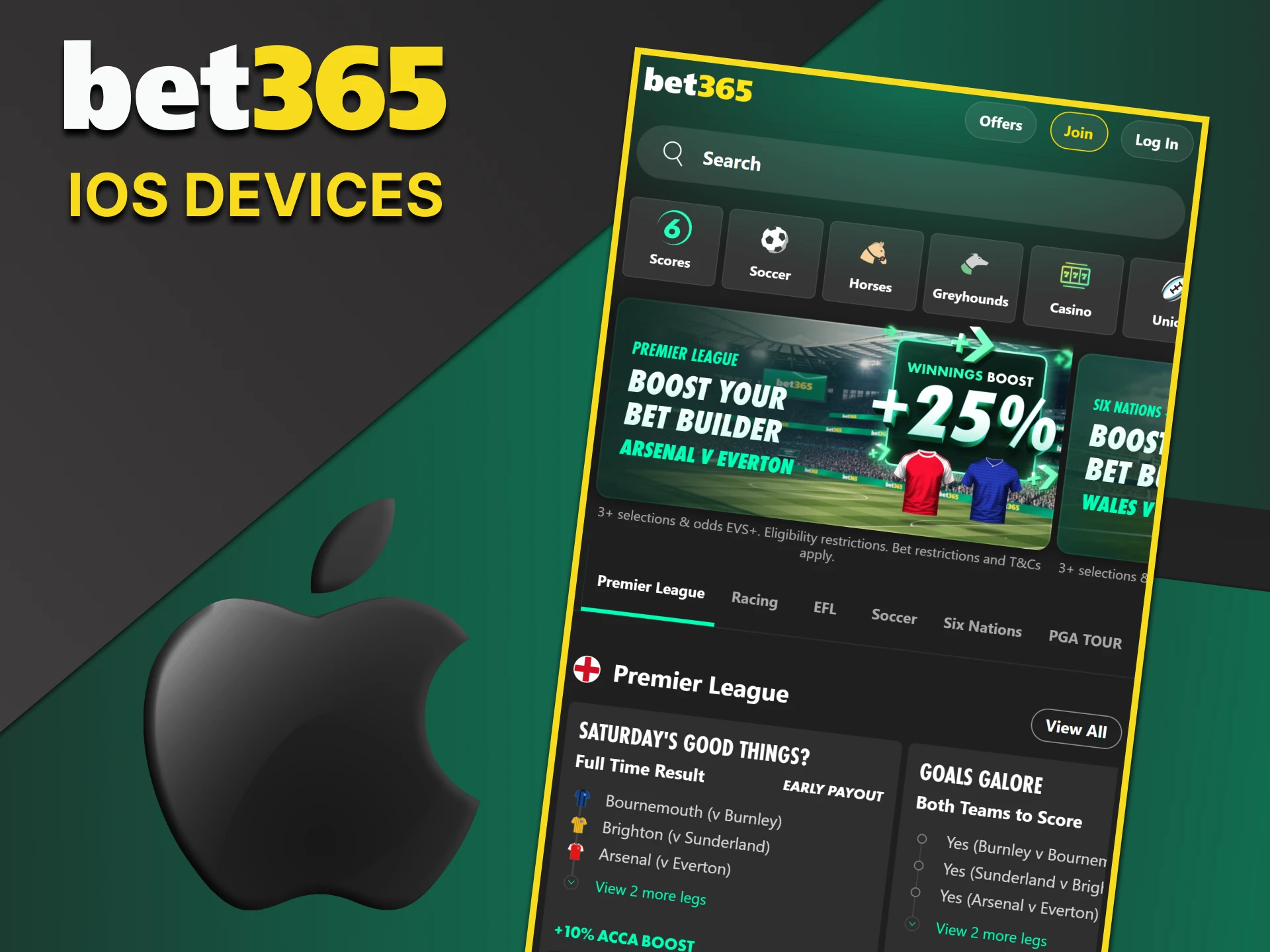 The Bet365 app is compatible with many iOS devices.