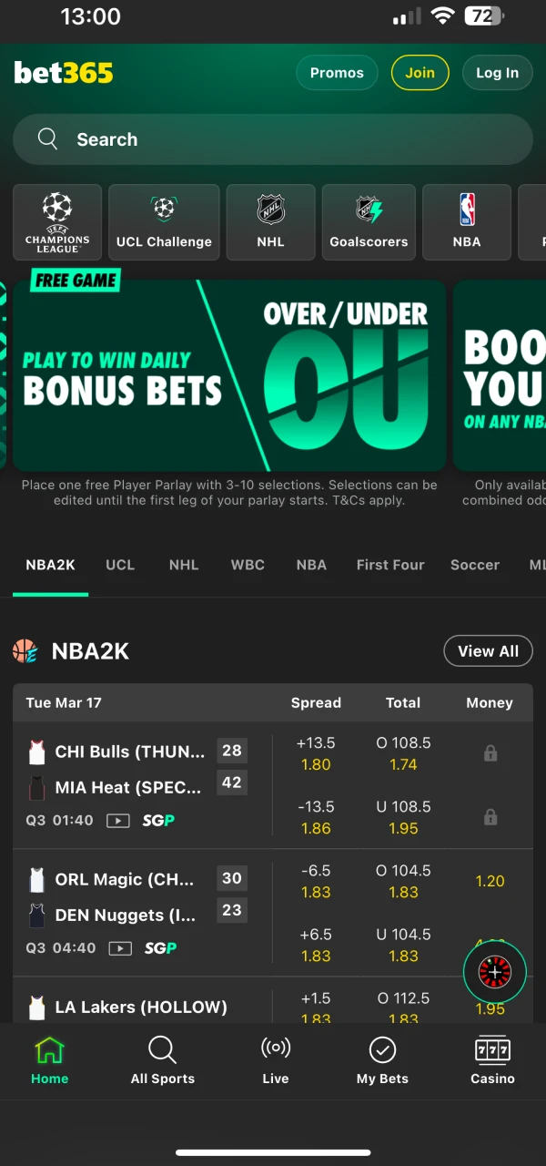 Visit the Bet365 website to download the iOS app.