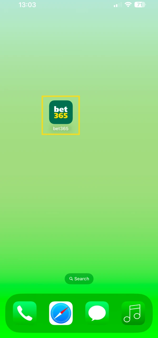 Launch the Bet365 app via the shortcut on your iOS device.