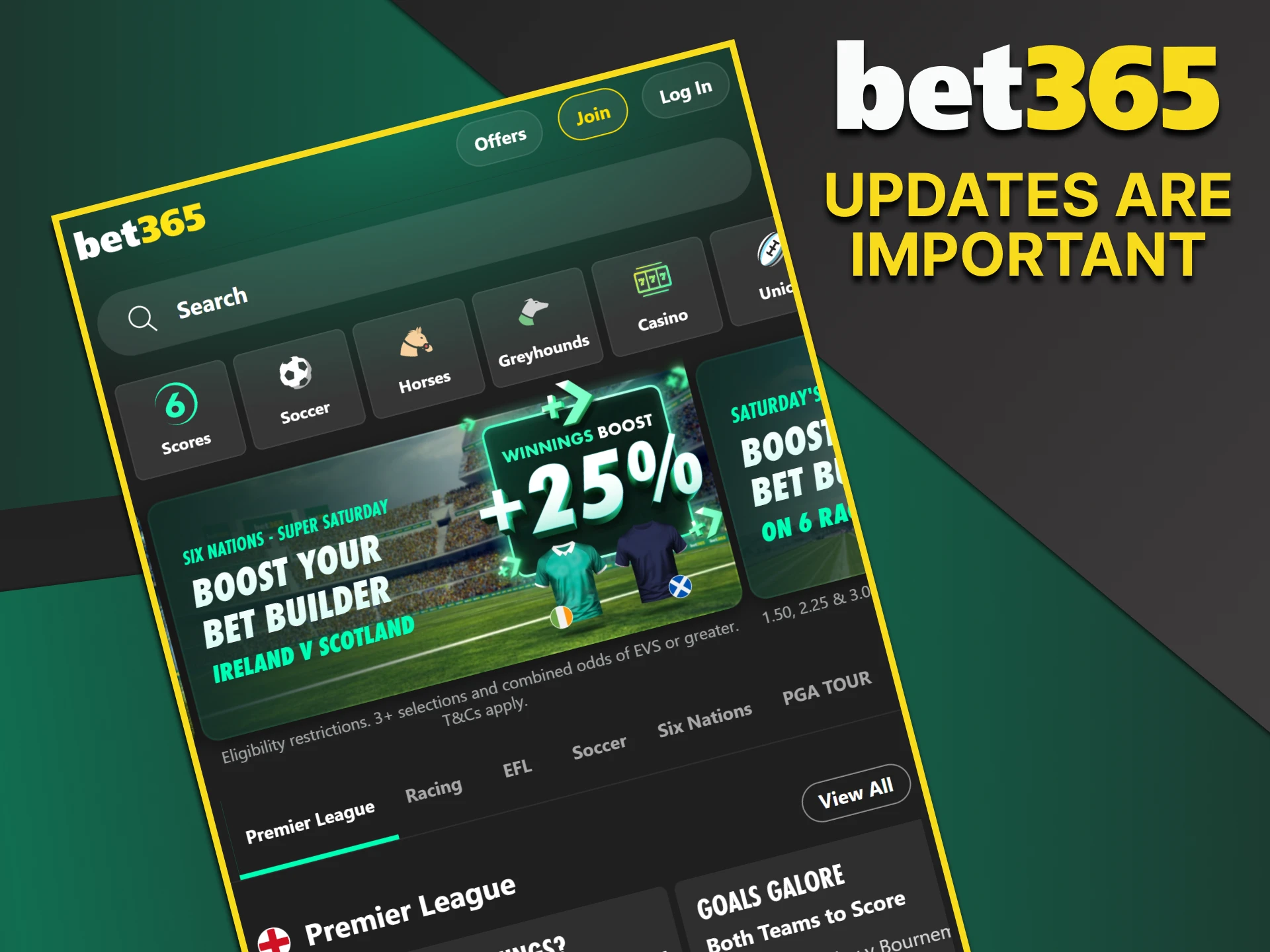 Bet365 app updates are designed to improve its performance.