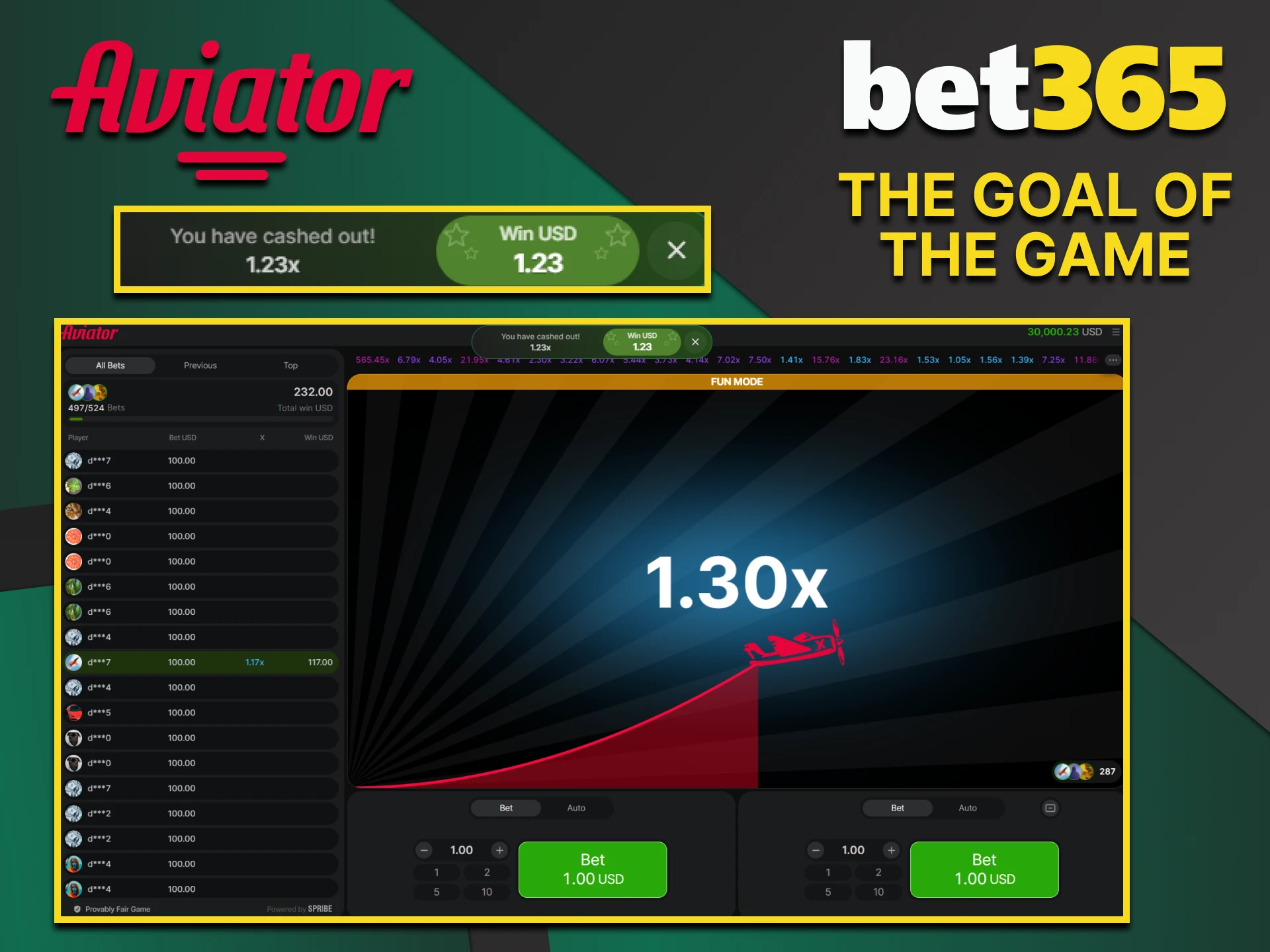 In the Aviator game from Bet365 the main goal is to win.