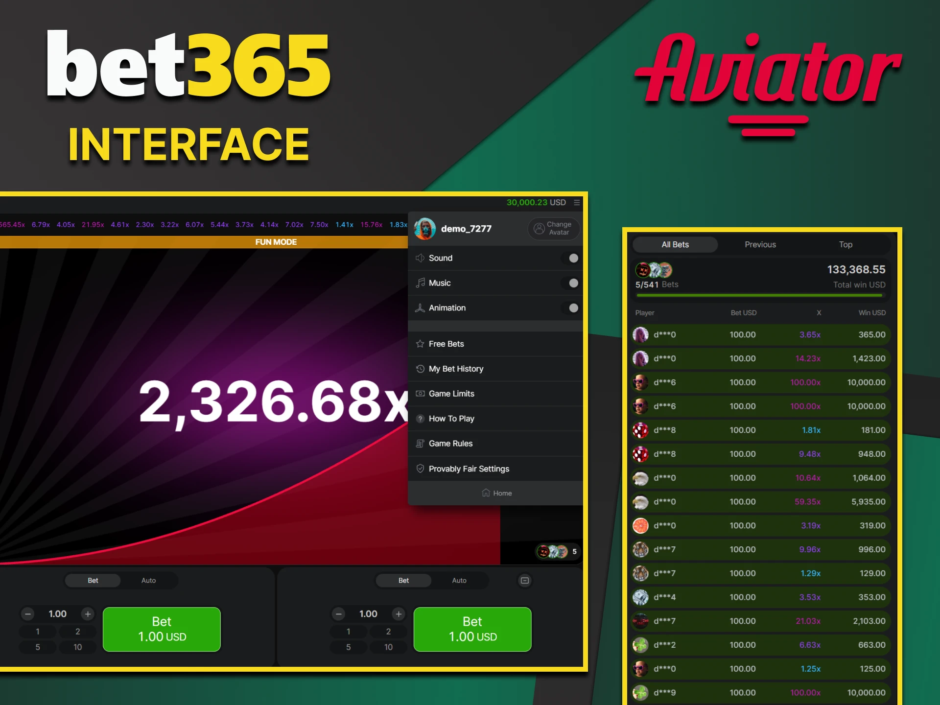 Explore the Aviator game interface on the Bet365 website.