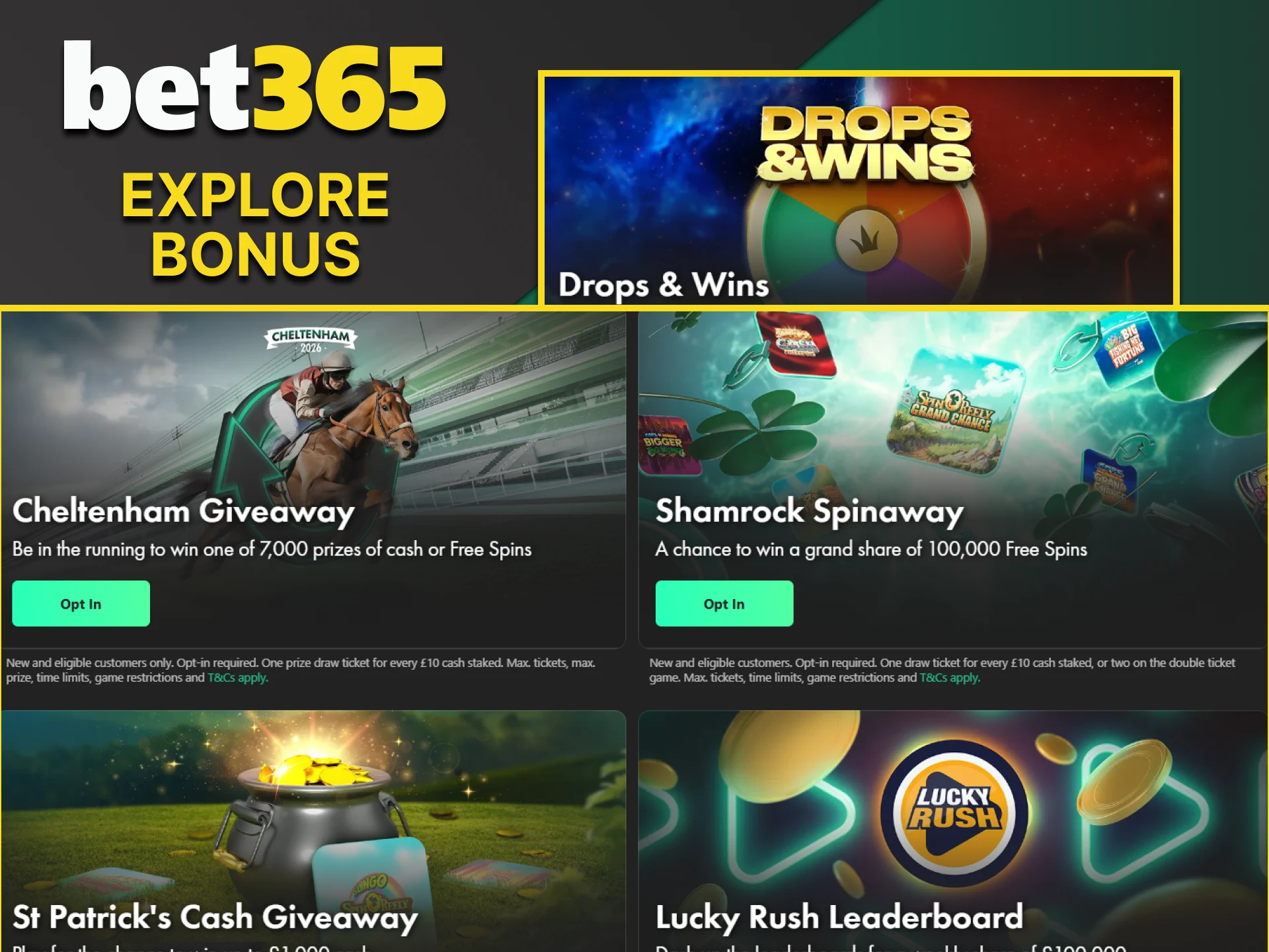 Explore the bonuses on the Bet365 website.