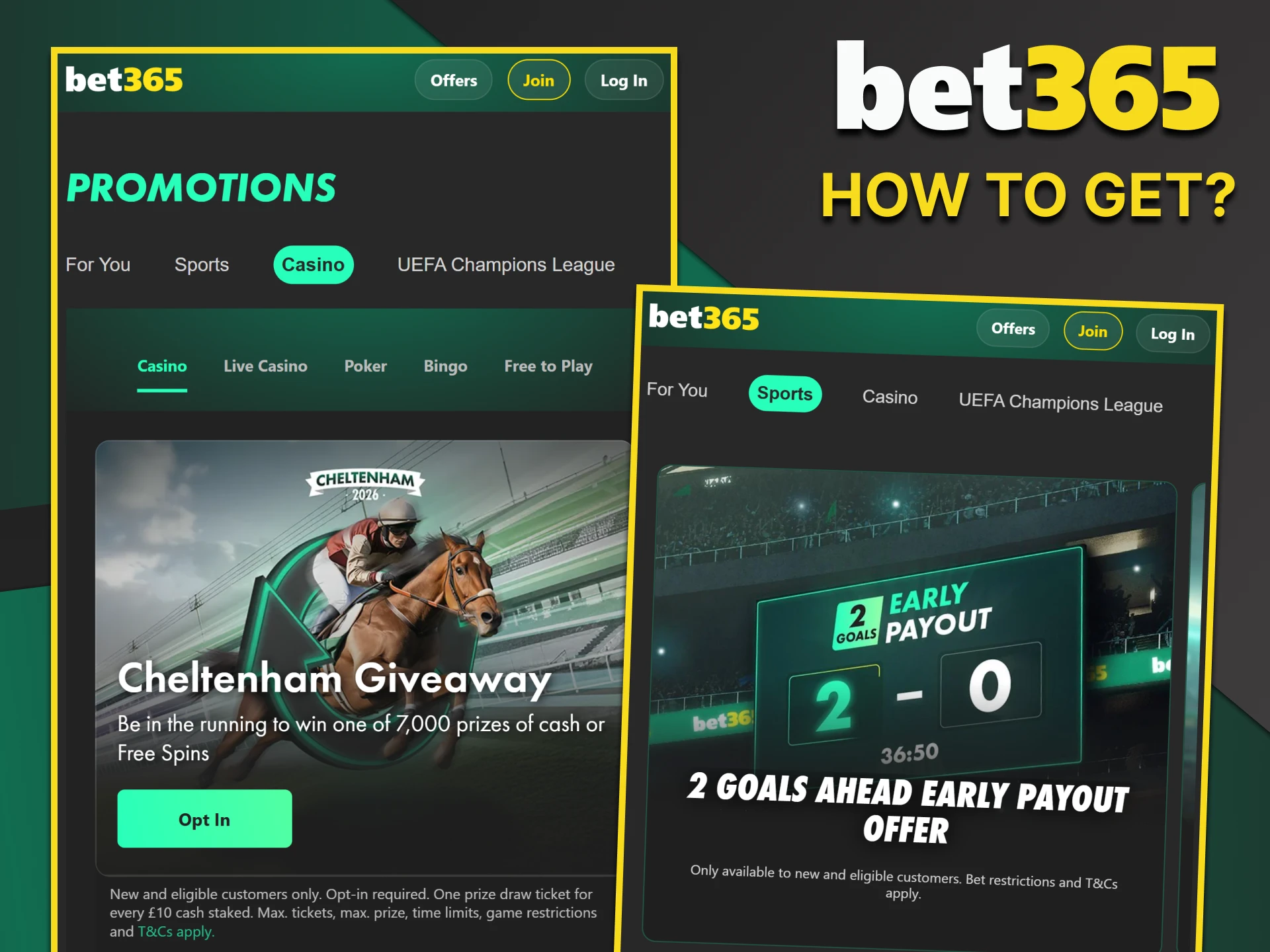 You can also receive bonuses in the Bet365 app.