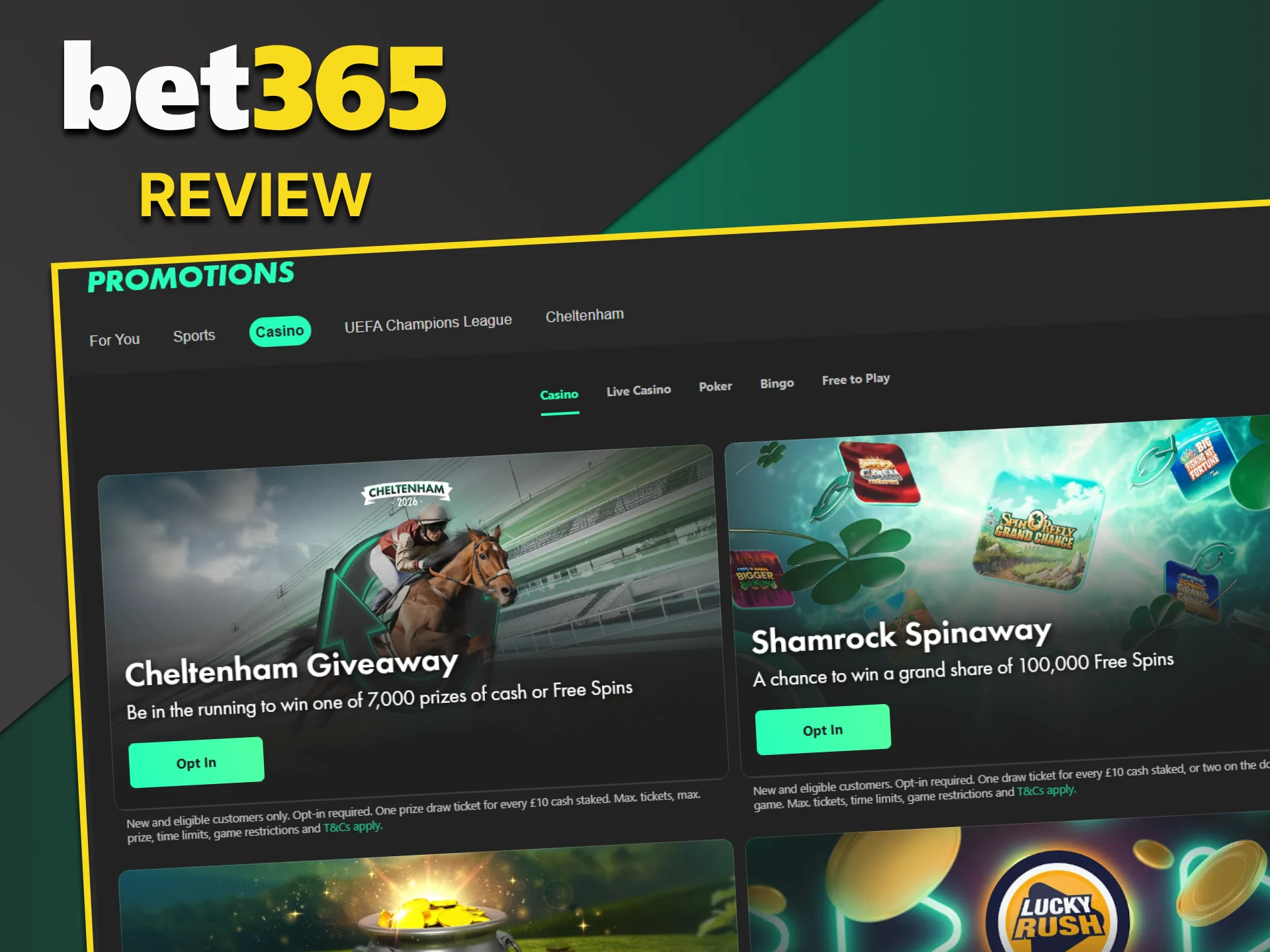We will show you an overview of the Bet365 website bonuses.