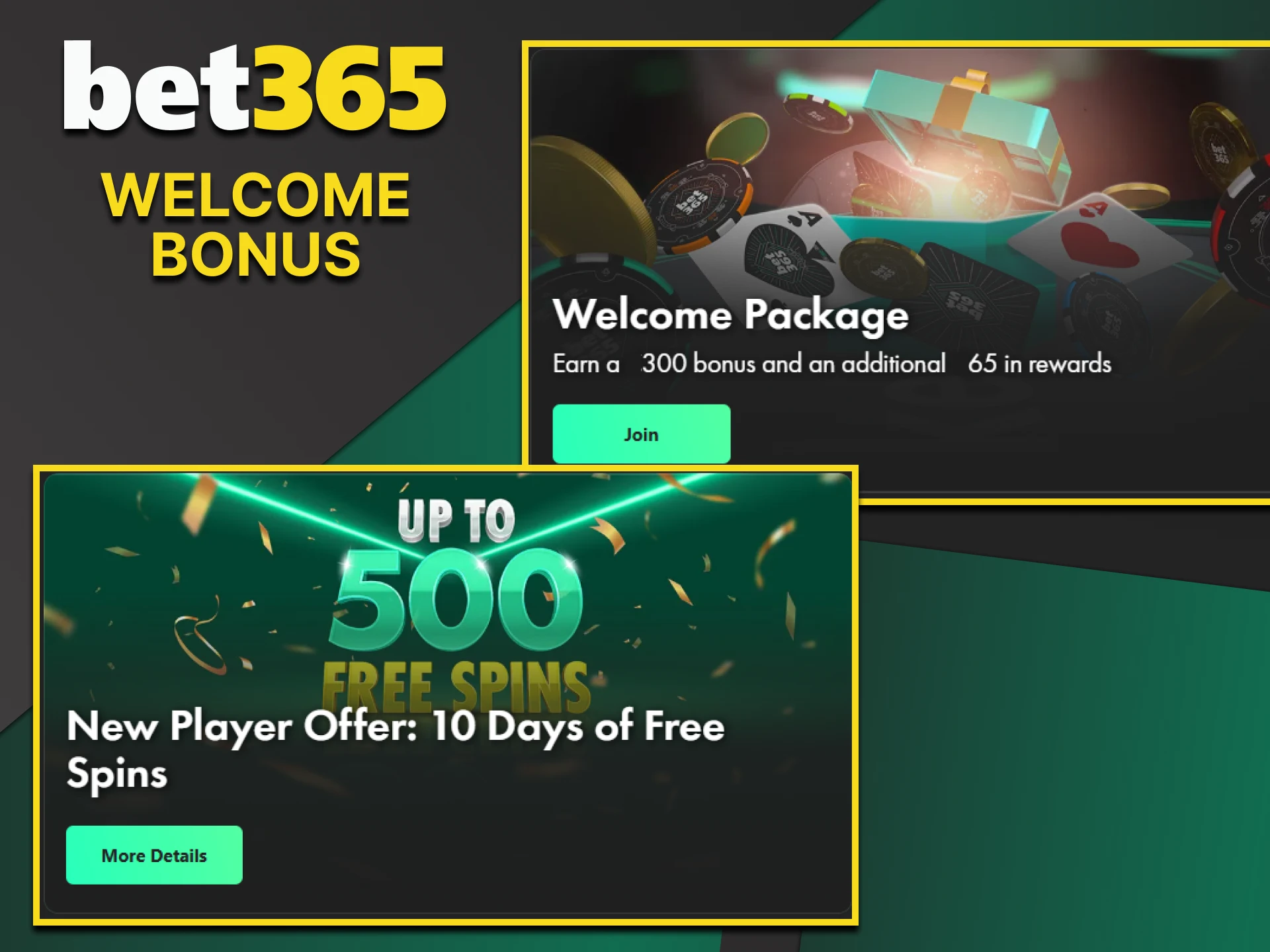 Every new Bet365 user will receive welcome bonuses.
