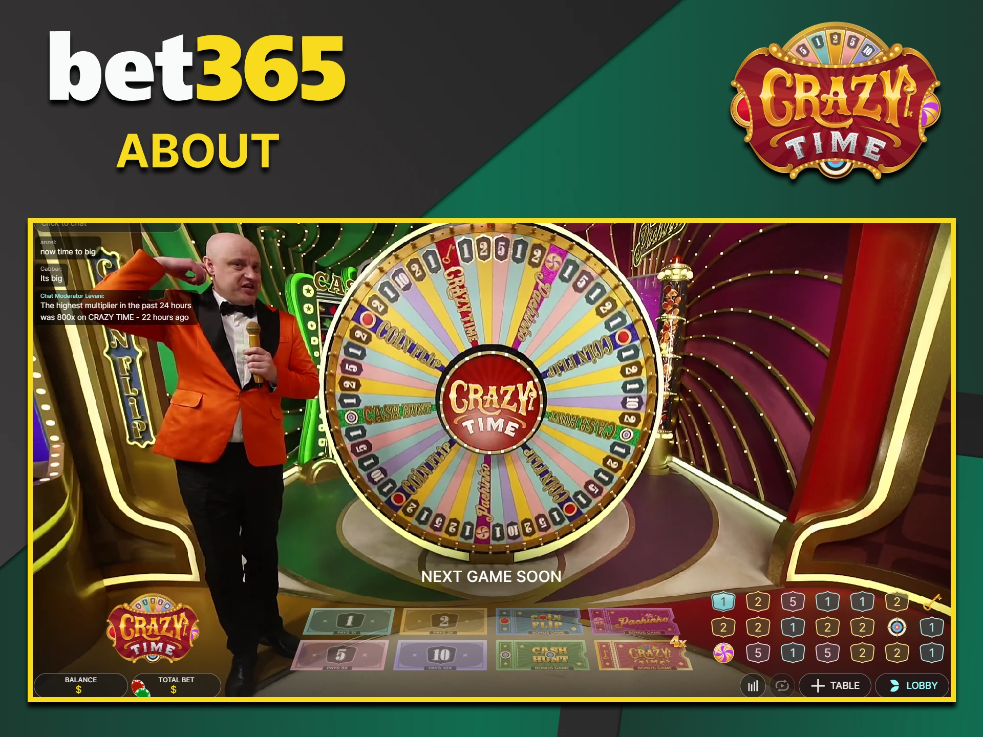 Learn more about the Crazy Time game from Bet365.