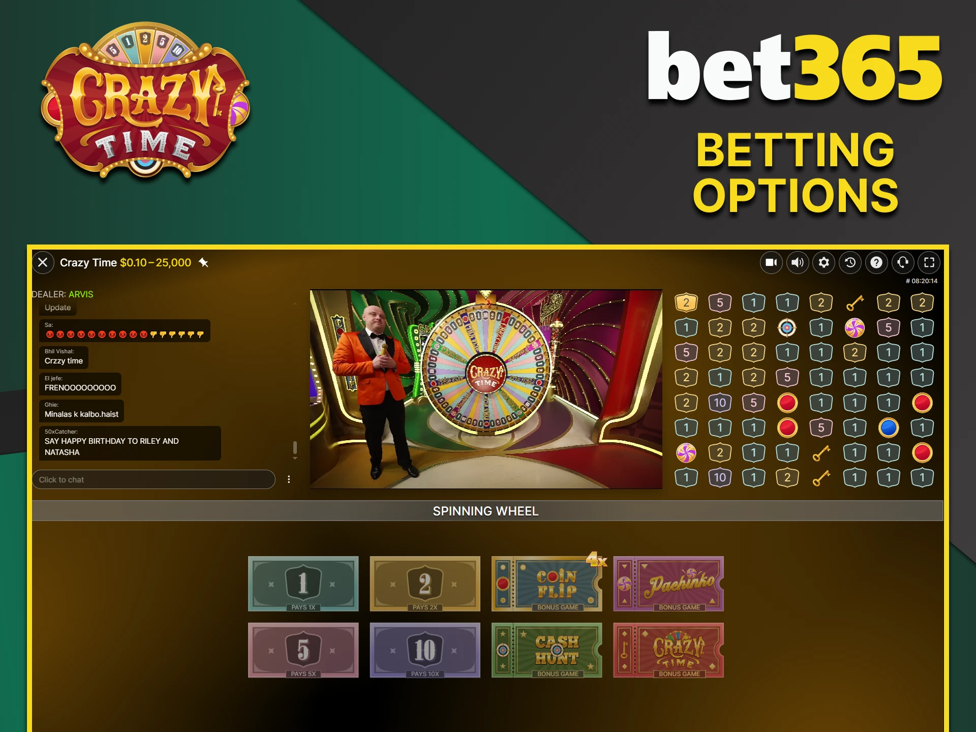 Placing bets in the Crazy Time game from Bet365 is not a big deal.