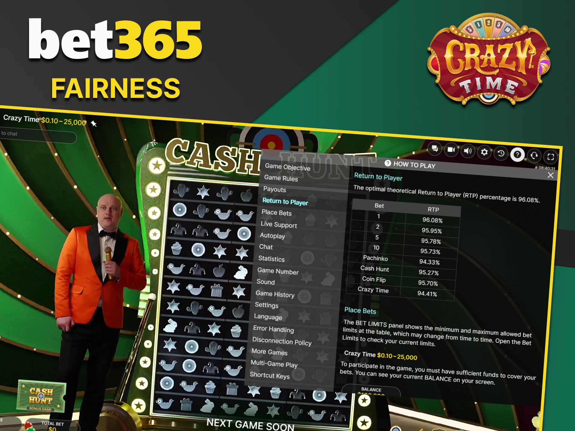 You have every chance to win in the Crazy Time game from Bet365.