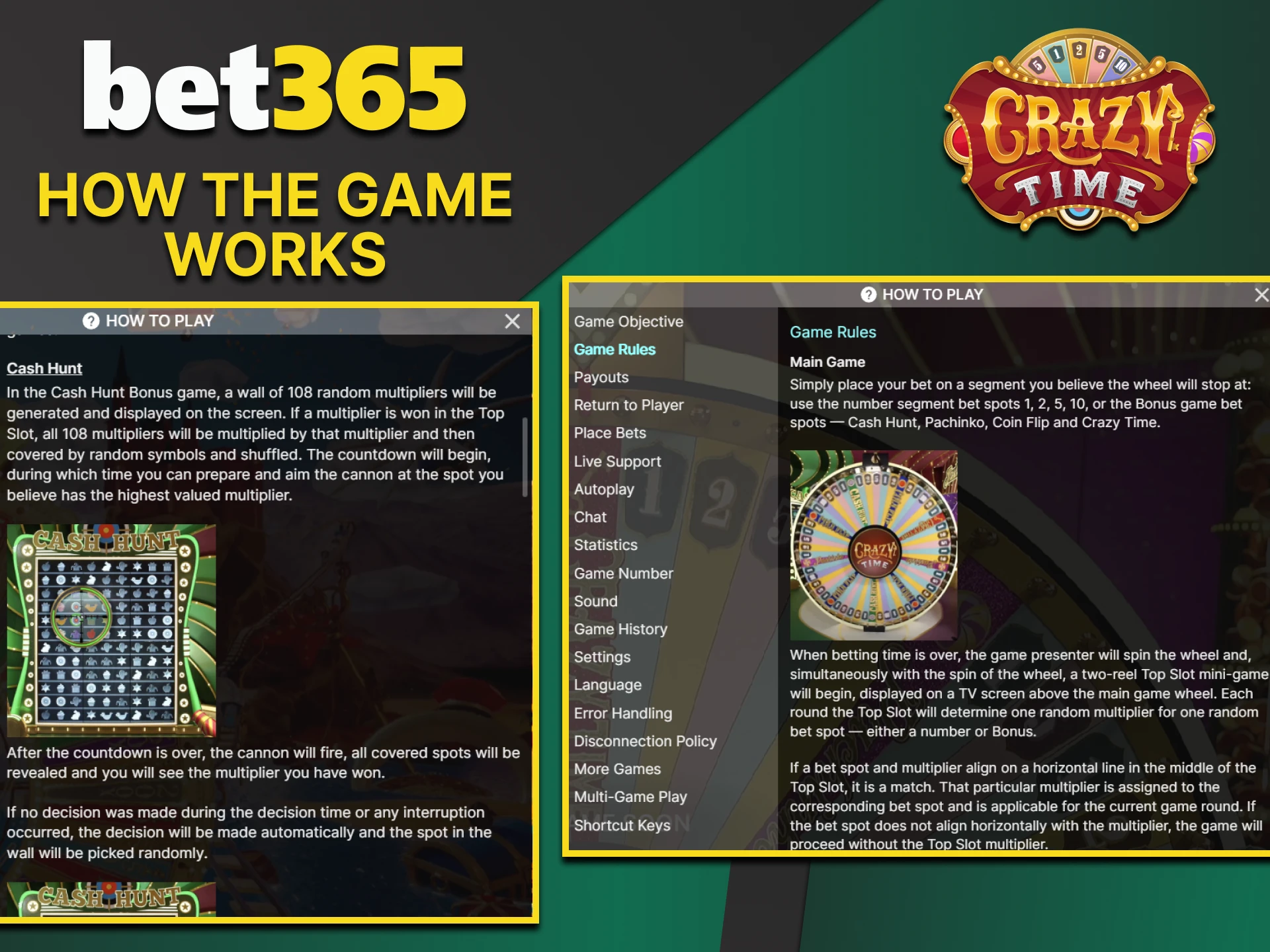 Learn the rules of the Crazy Time game on Bet365.