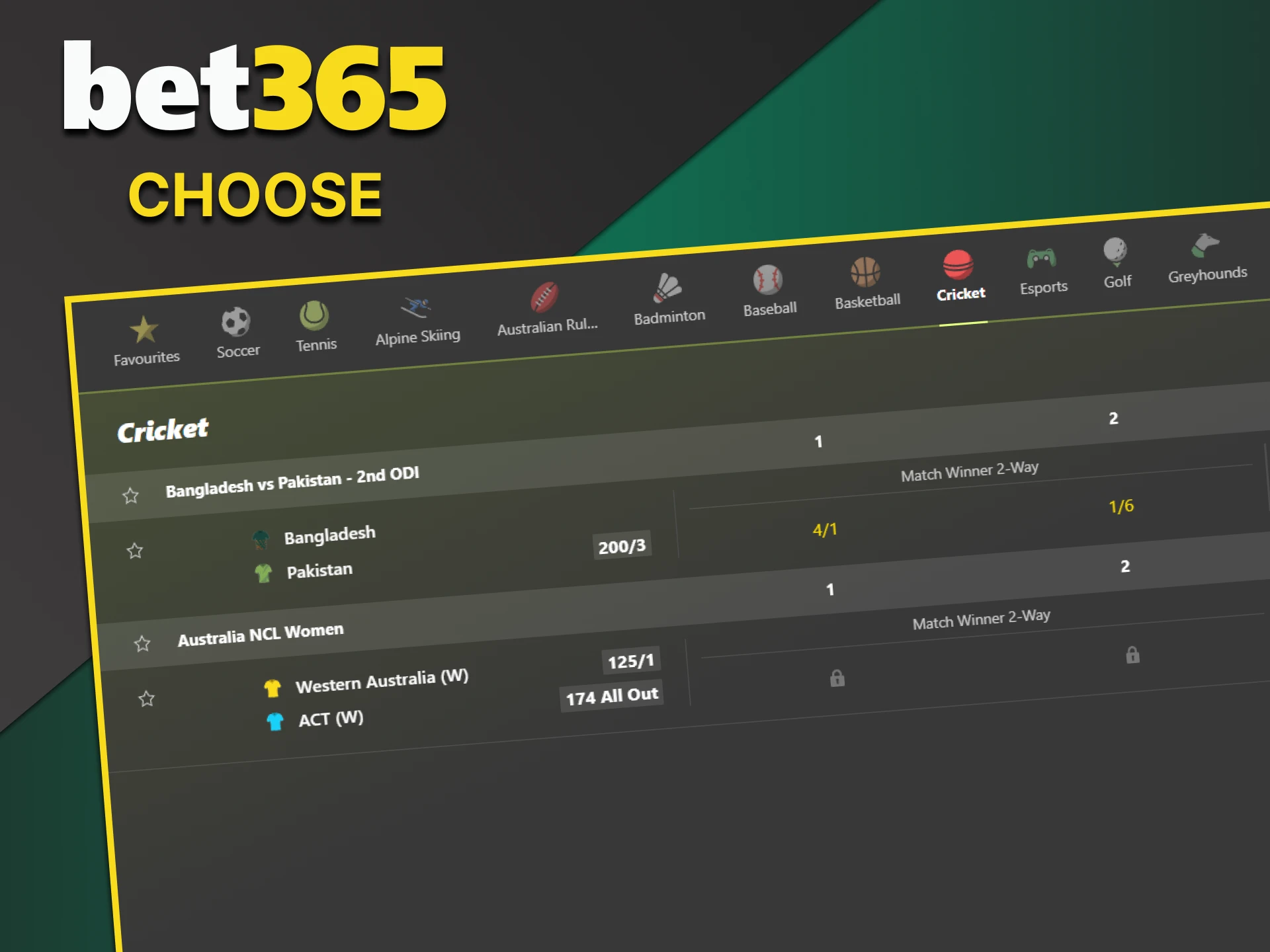 Indian users choose cricket for betting on Bet365.