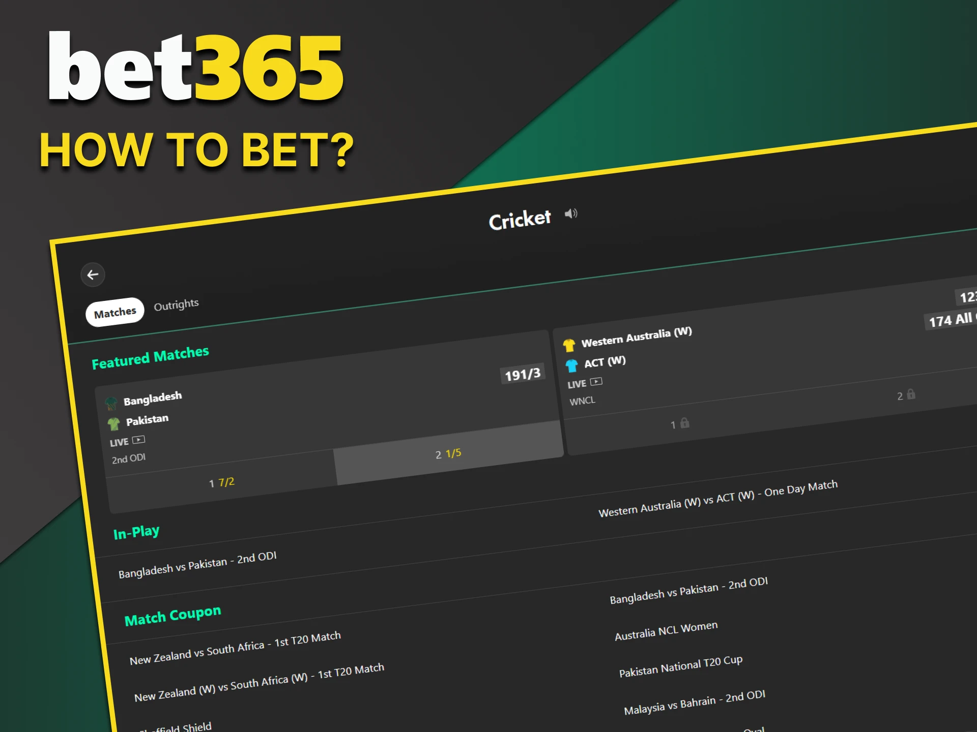 It only takes a few steps to place a bet on cricket at Bet365.