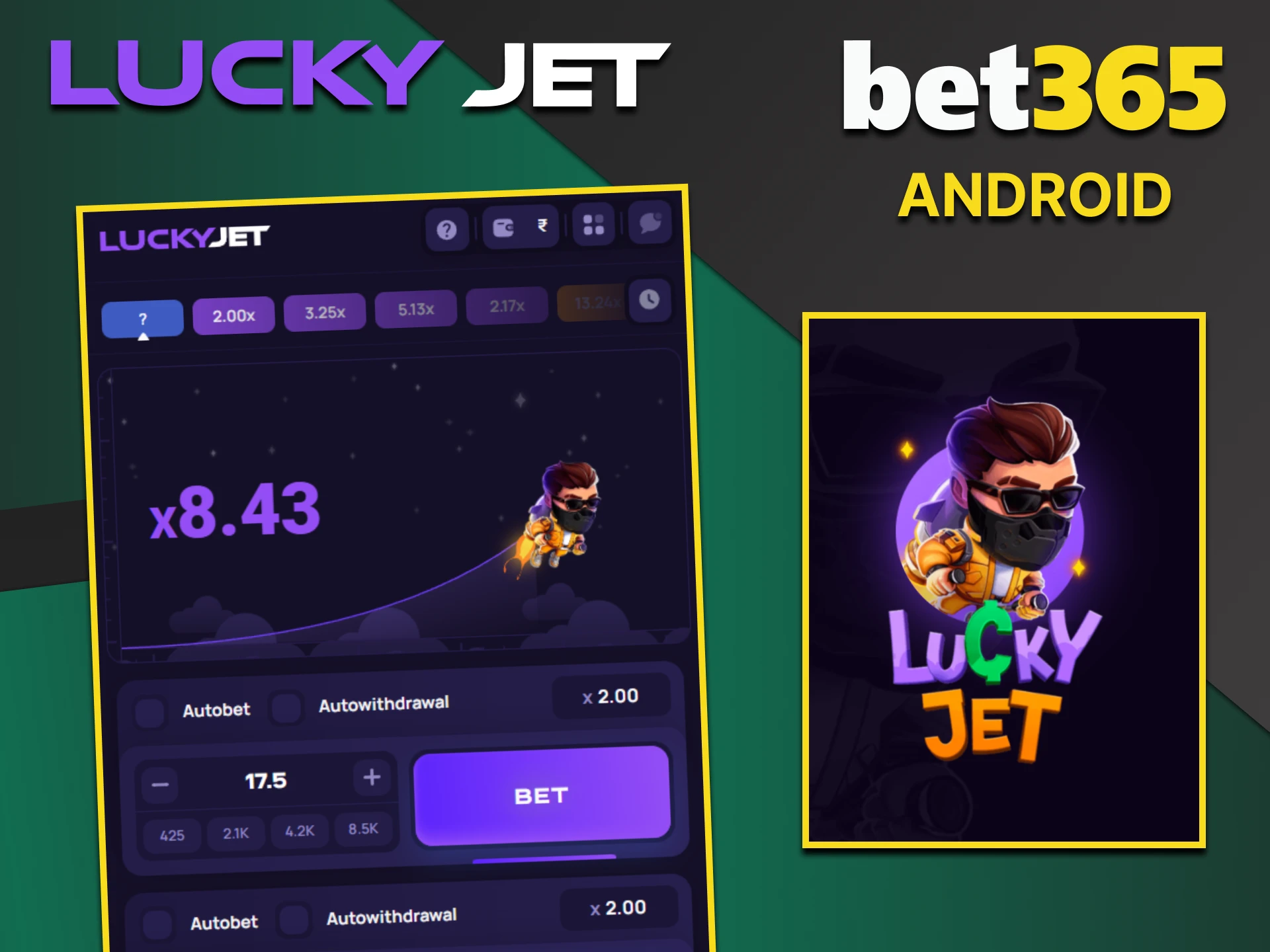 Download the Bet365 app to play Lucky Jet on Android.