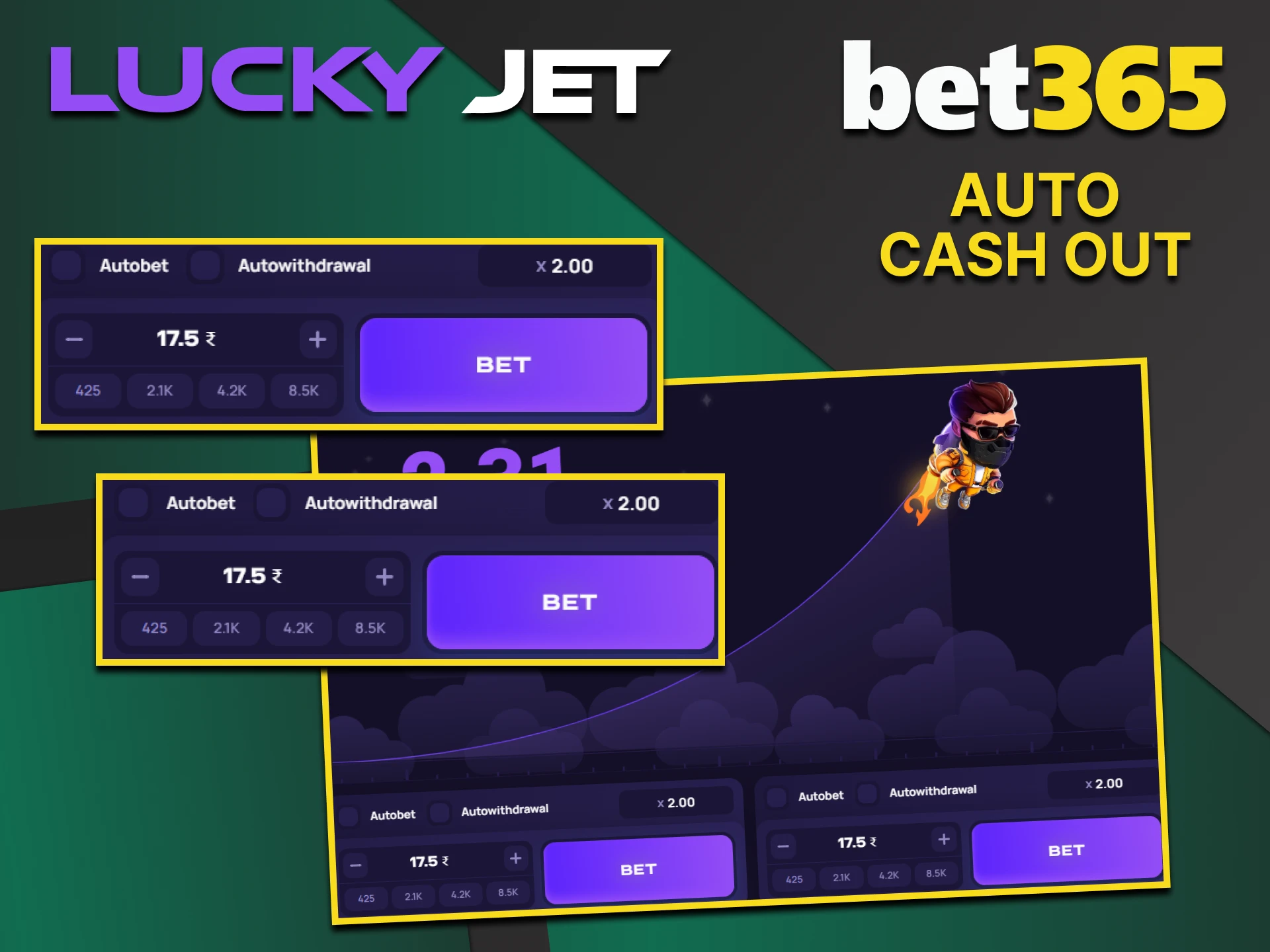 Use the auto cash out feature in the Lucky Jet game from Bet365.