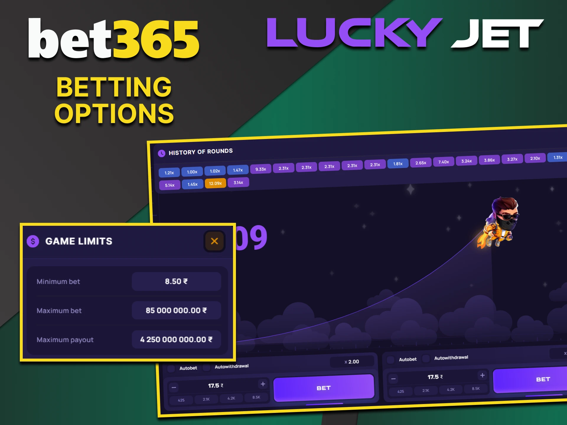Placing a bet on Lucky Jet at Bet365 is very simple.