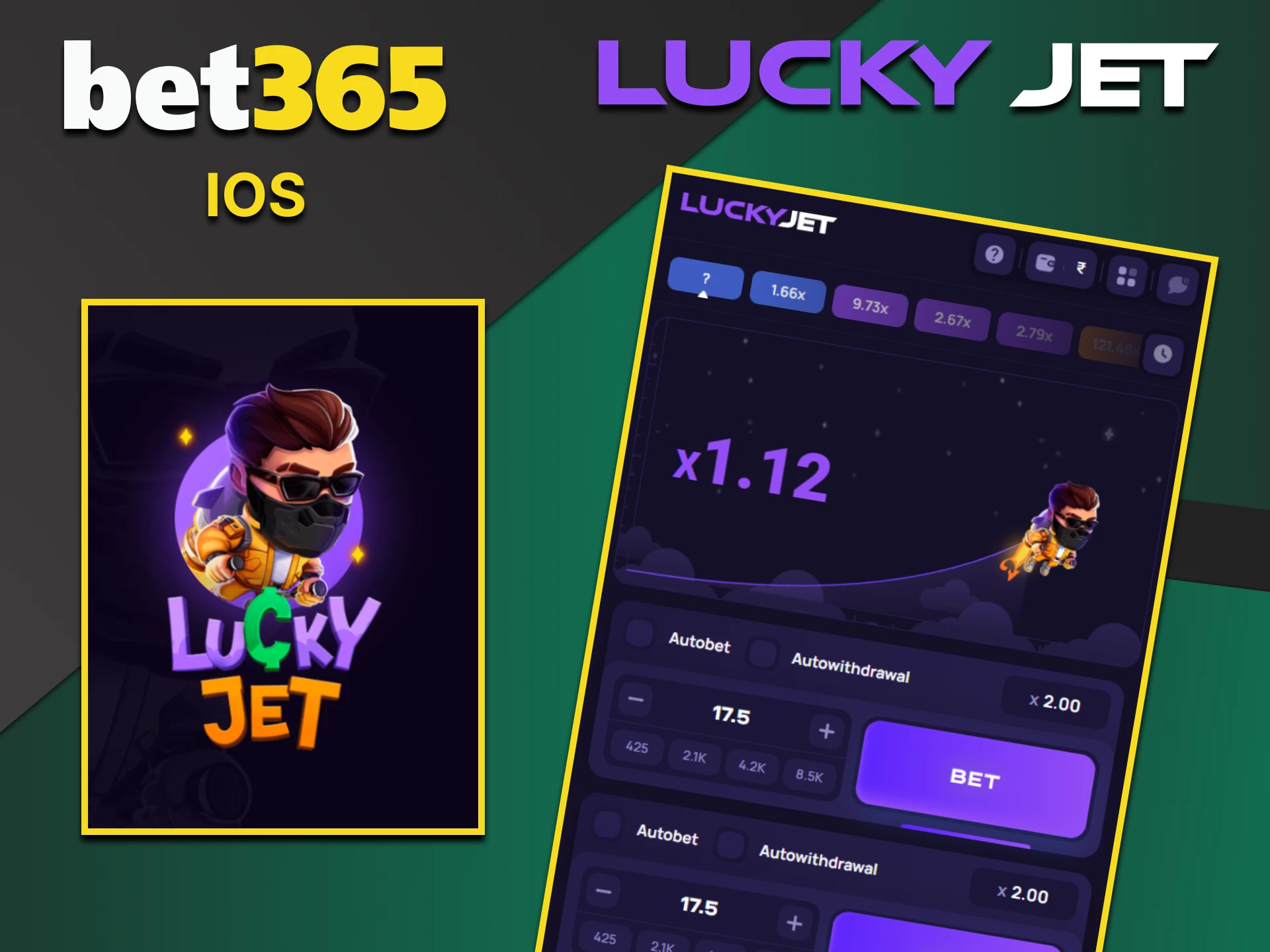 You can install the Bet365 app to play Lucky Jet on iOS.