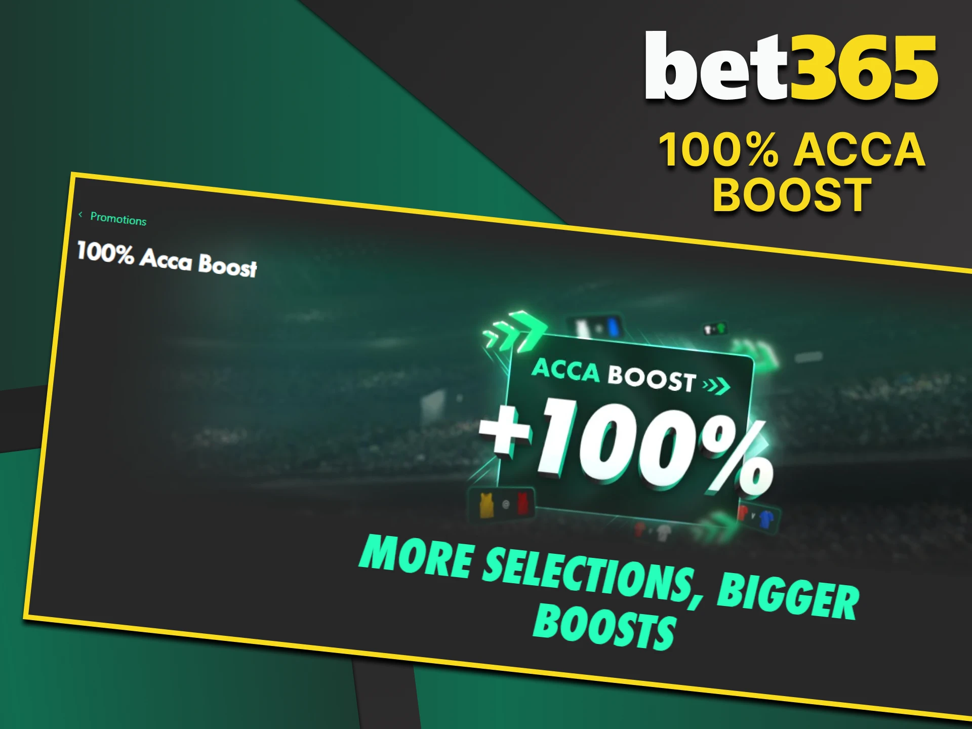 100% Acca Boost has prepared Bet365 for its users.