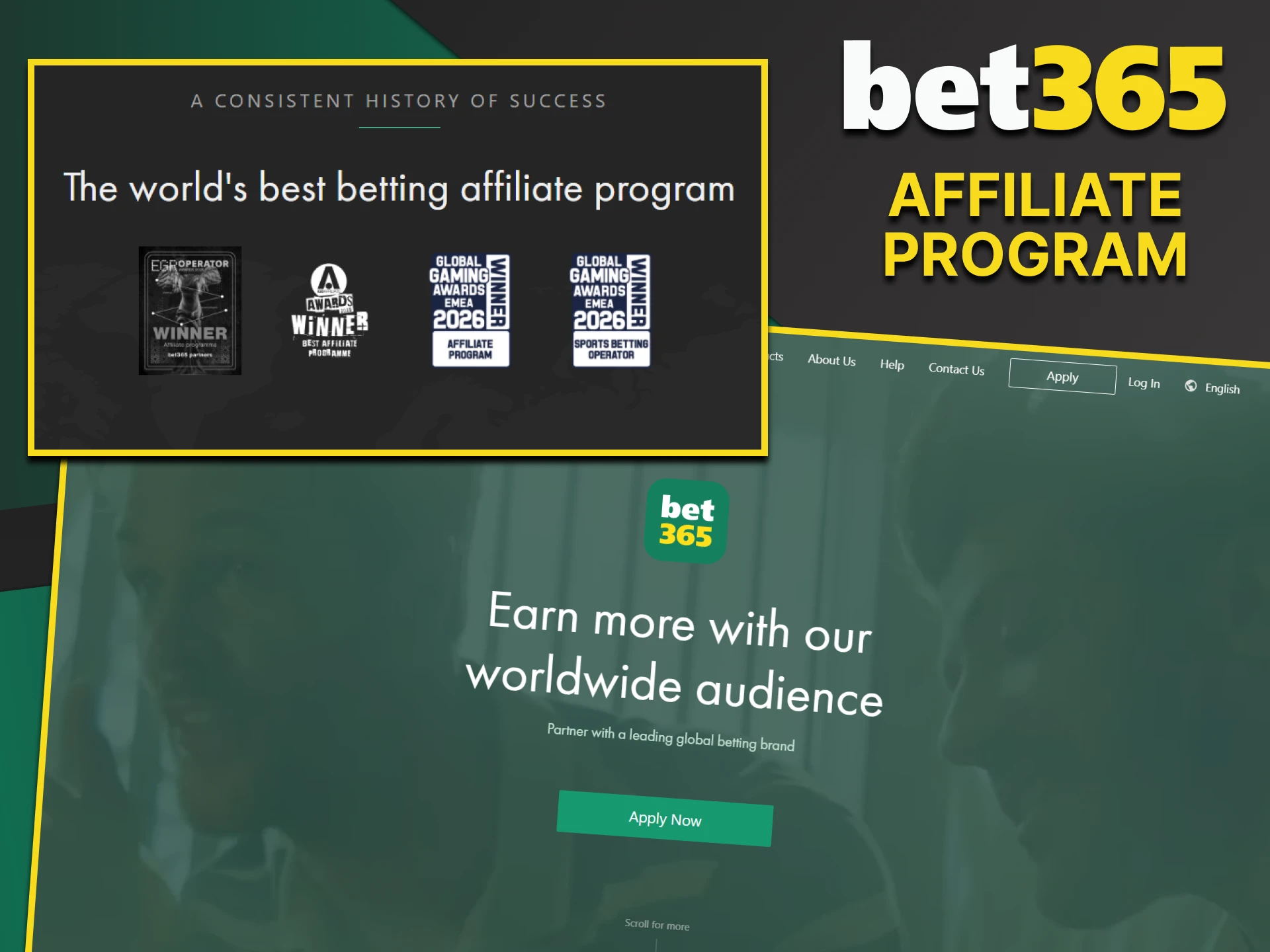 Become a member of the Bet365 affiliate program.