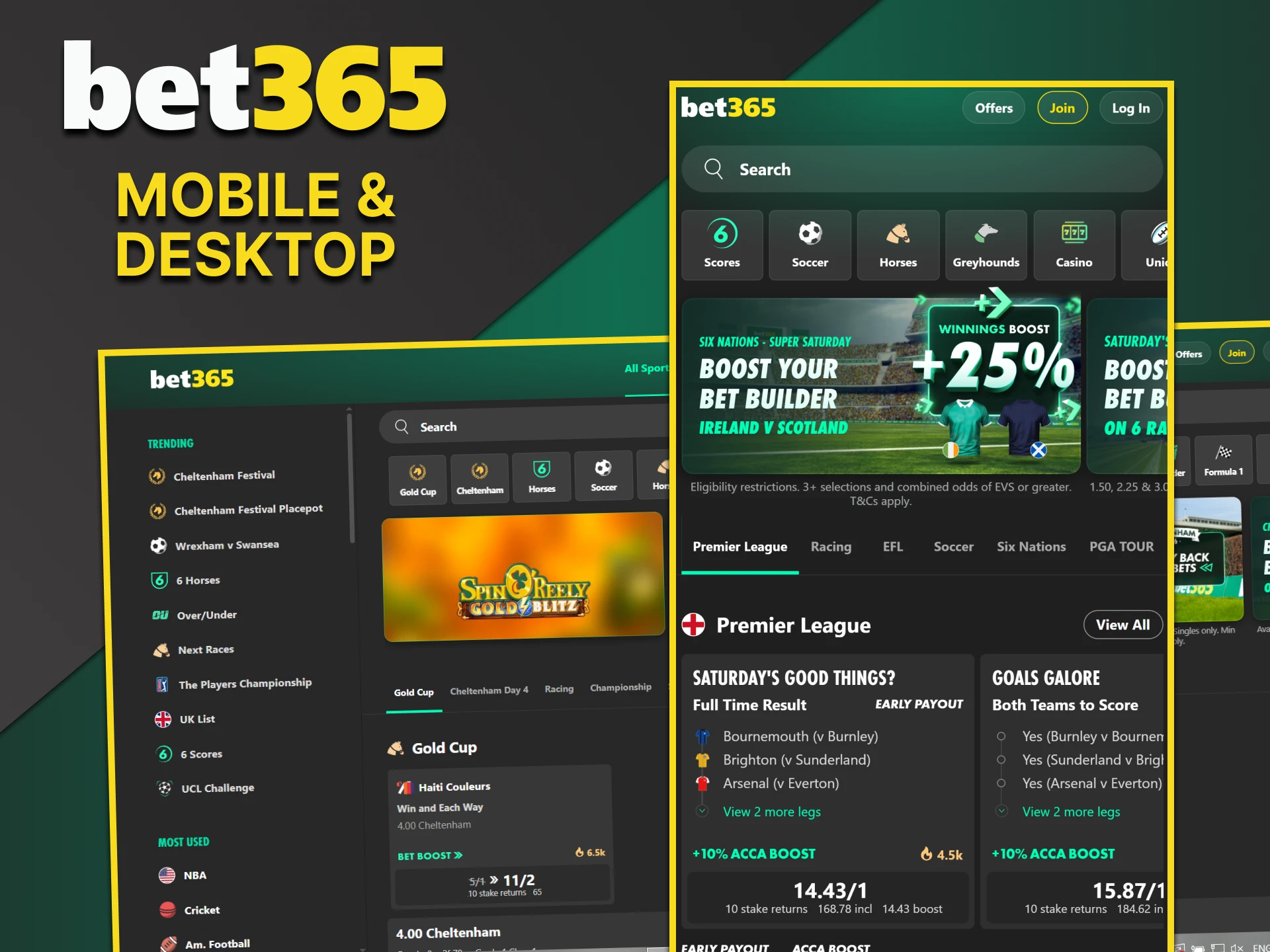 You can use Bet365 on both a computer and a mobile phone.