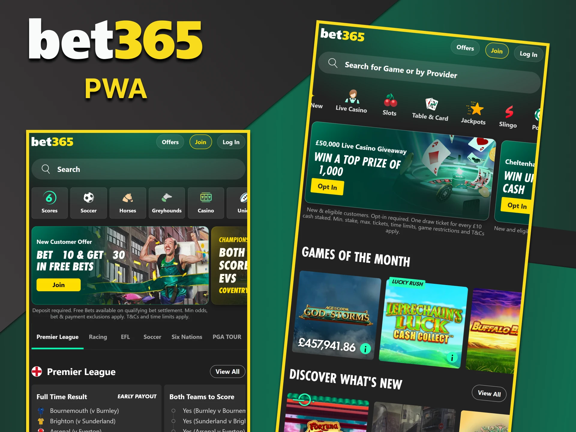 Visit the mobile version of the Bet365 website.