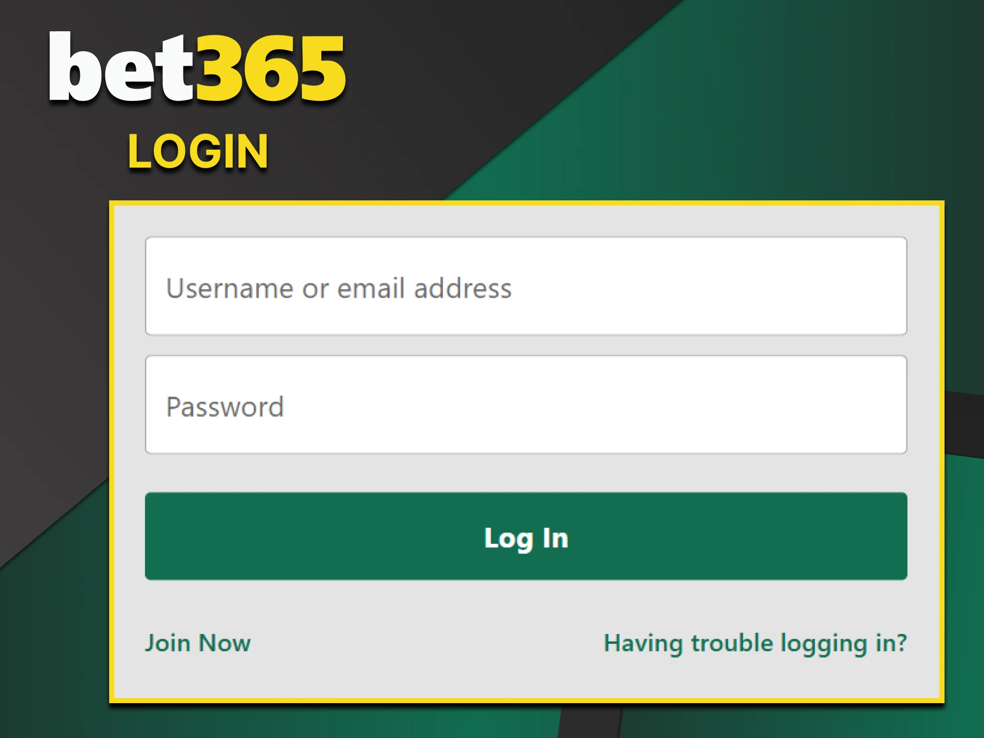 Log in to your personal account on the Bet365 website.