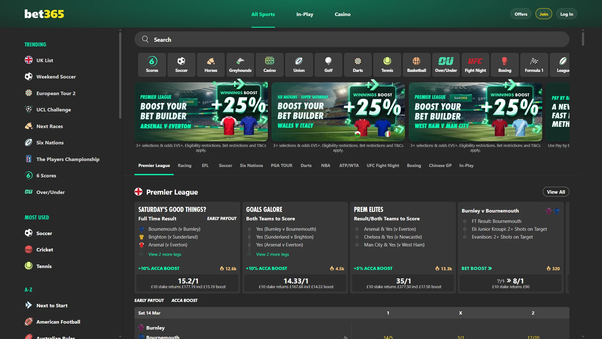 Visit the Bet365 website to register.